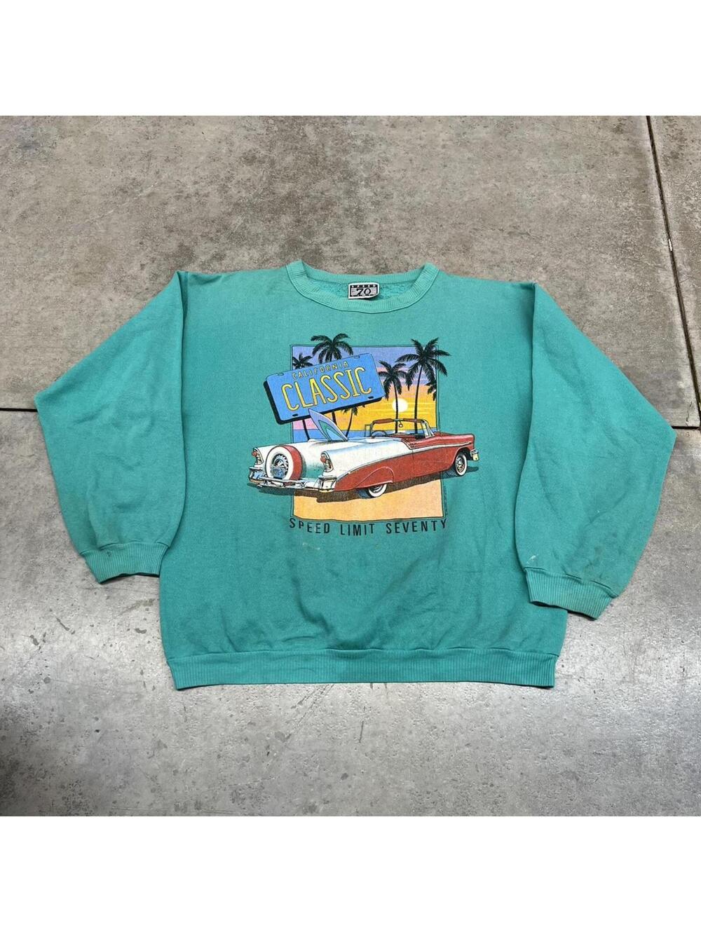 vintage california classic muscle car speed limit seventy made in usa crewneck